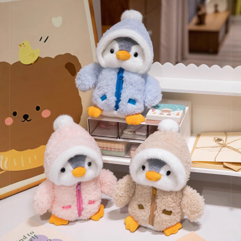 帽子をかぶった女装ペンギン人形ペンギンぬいぐるみなだめる布人形極地動物人形誕生日ギフト|undefined