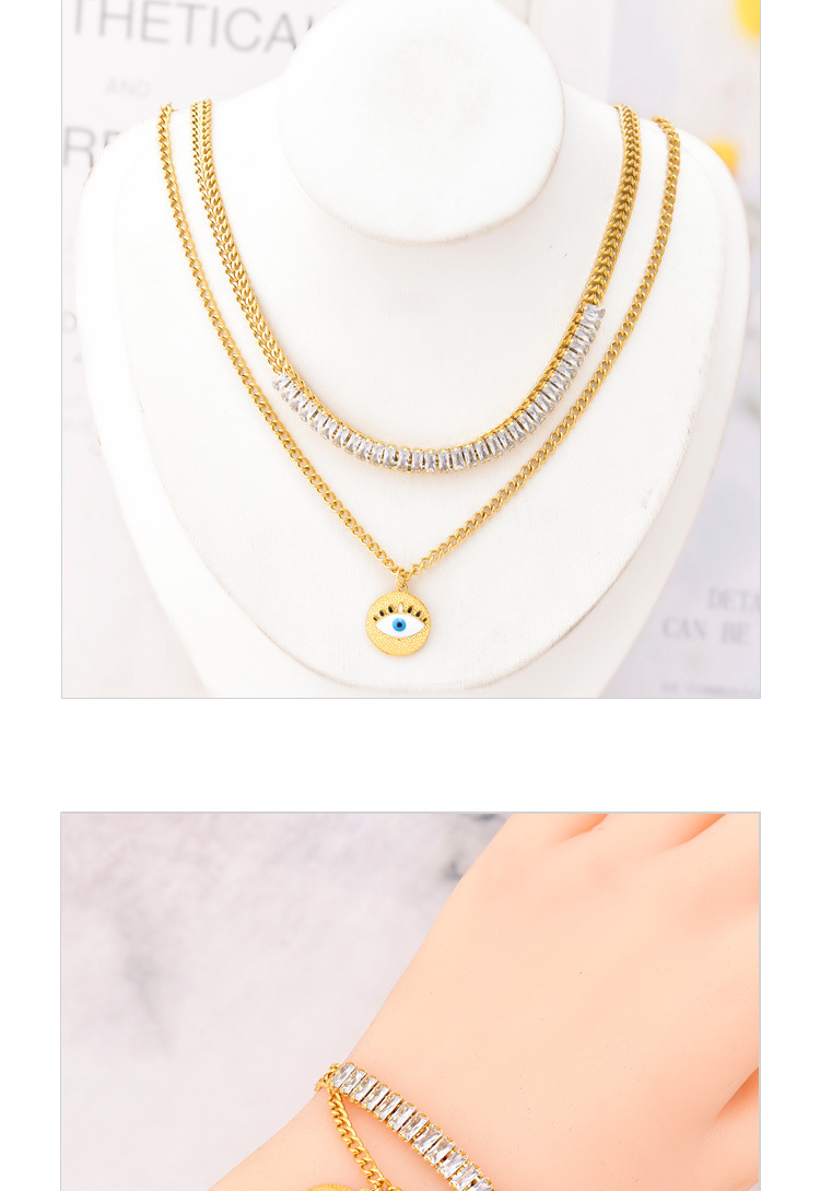 Edelstahl 304 18 Karat Vergoldet Dame Überzug Inlay Auge Künstlicher Diamant Armbänder Halskette display picture 2