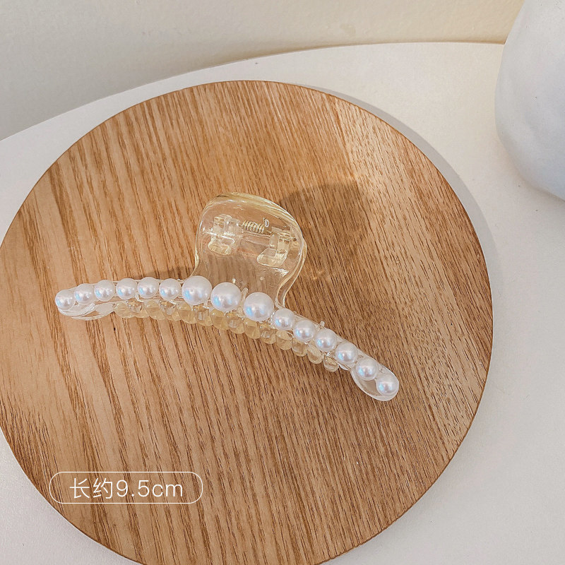 Pinza para el cabello de perlas de temperamento francés para mujer, flequillo lateral con sentido avanzado, cabello roto simple, clip de pico de pato de una palabra, horquilla, tocado