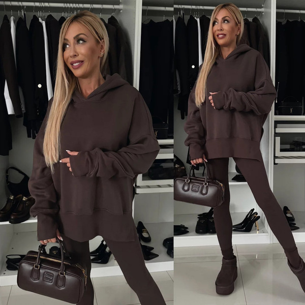 demi-season solid hoody for leisure