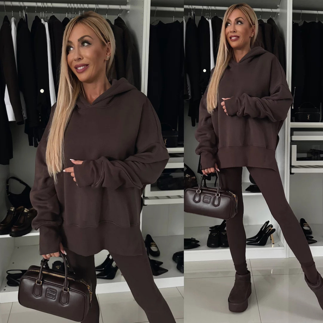 demi-season solid hoody for leisure
