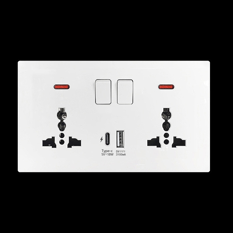 国际外贸跨境专供英规插座13A多功能五孔USB+type-c18W快充插座面