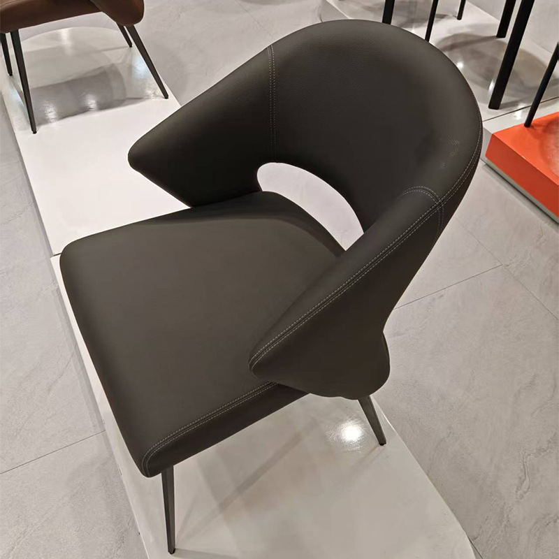 轻奢设计师餐椅家用意式餐桌椅简约现代餐厅皮质靠背椅子洽谈椅|undefined