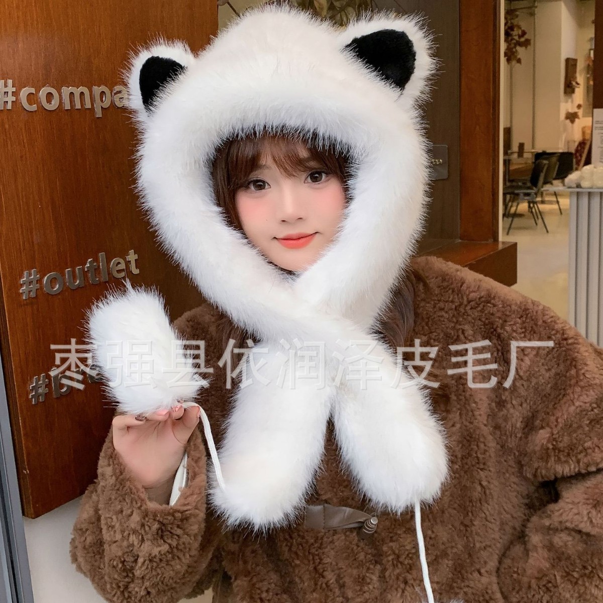 Invierno osos gorro de peluche para mujeres gorro de piel de imitación coreano grueso calentamiento lindo versátil gorro de protección contra el frío image 1