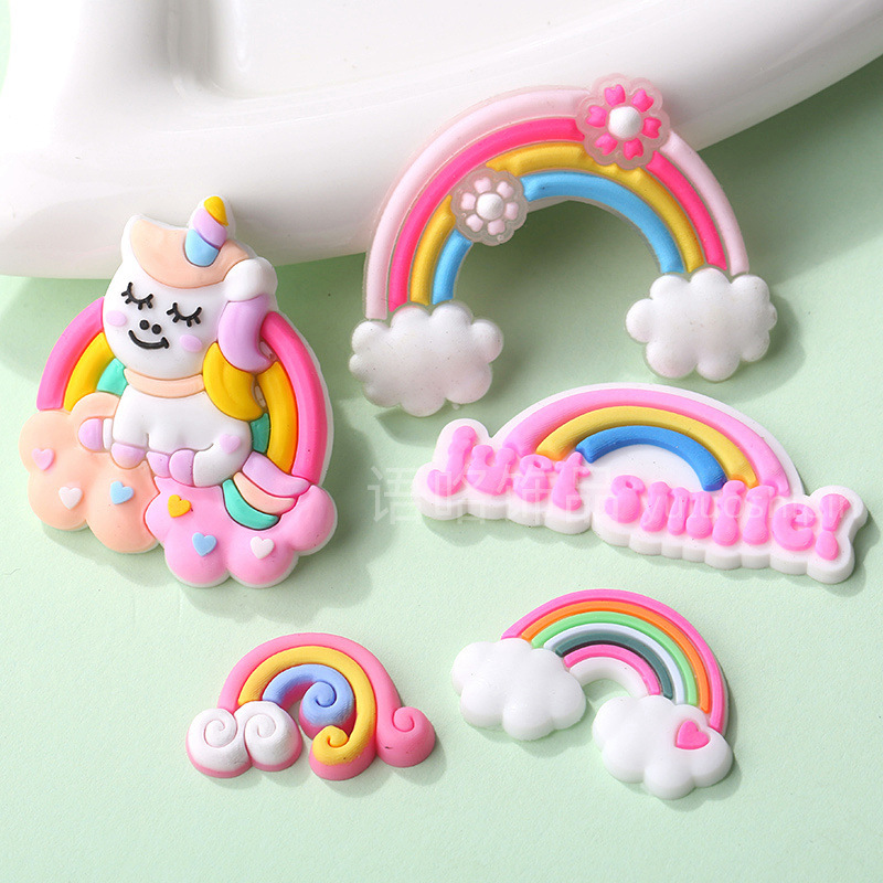 Cartoon Rainbow Unicorn Cloud Soft Plastic Jewelry Patch Crocs Flower Hairpin Mobile Phone Case Refrigerator Magnet Accessories Cartoon Rainbow Unicorn Cloud Soft Plastic Jewelry Patch Crocs Flower Hairpin Mobile Phone Case Refrigerator Magnet Accessories