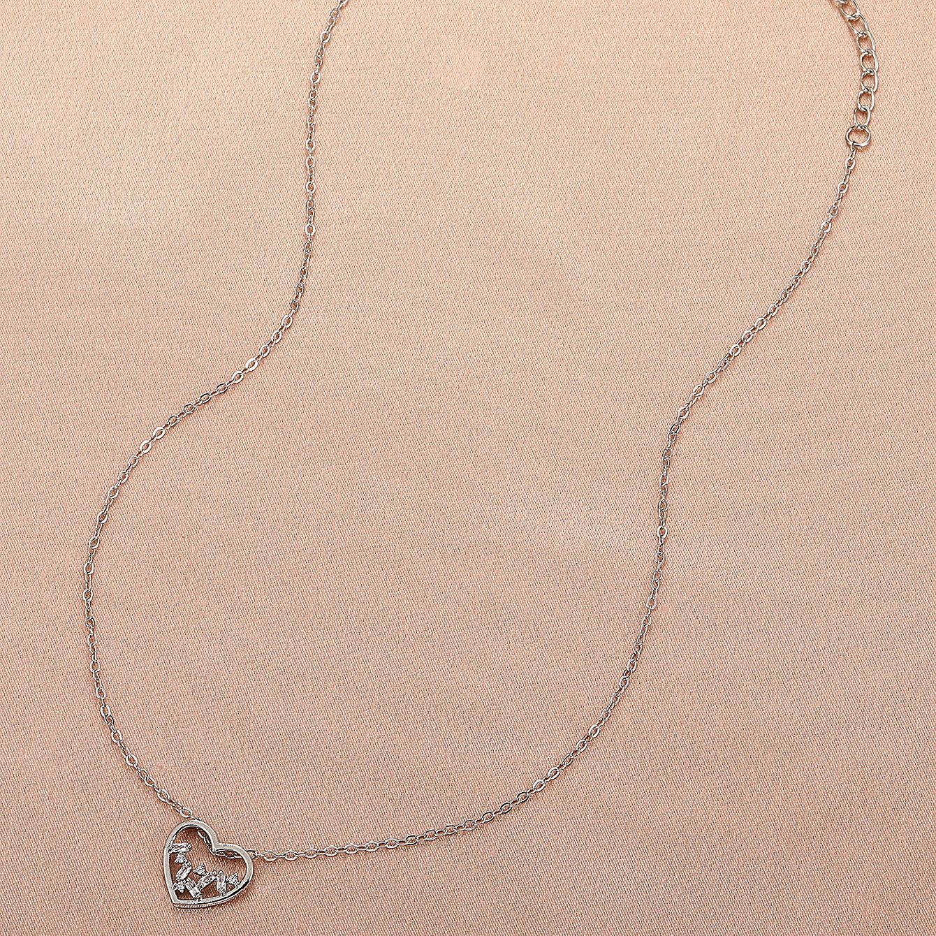 Fashion Heart Shape Copper Necklace Inlay Zircon Copper Necklaces