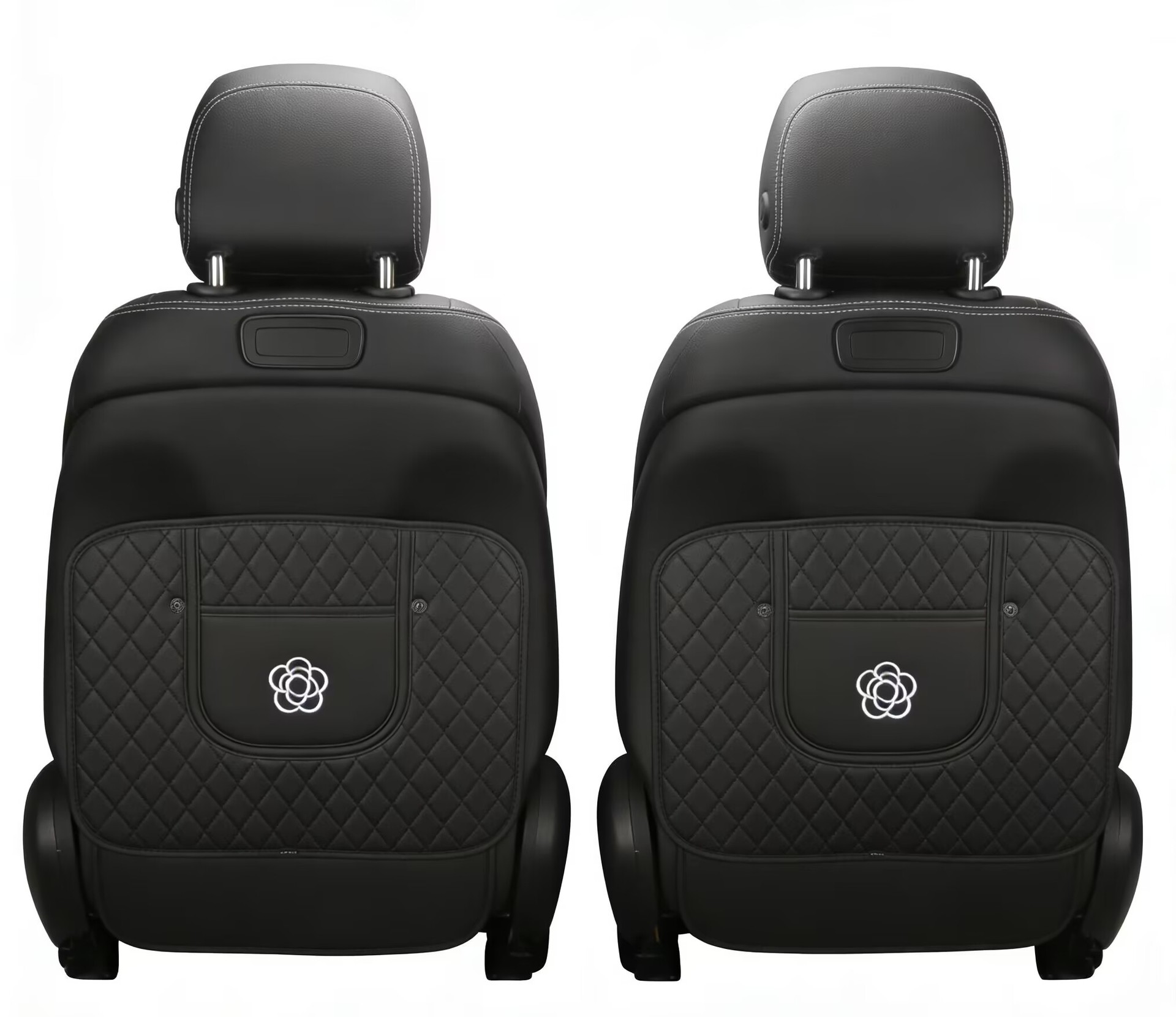 Camellia Car Anti-Kick Pad, Small Fragrance Style Rear Seat Protective Pad, Leather Seat Back Wear-Resistant Protective Pad