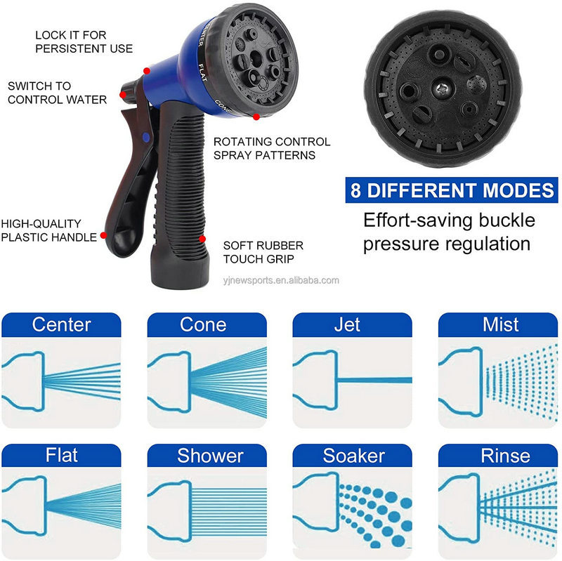 伸缩花园水管跨境品质 产品全检八功能水枪平纹水管三倍伸缩水管