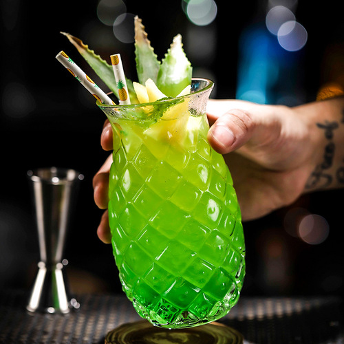 Bar trendy pineapple cocktail glass, creative relief pattern cocktail glass, juice cup, glass, bar mixing glass