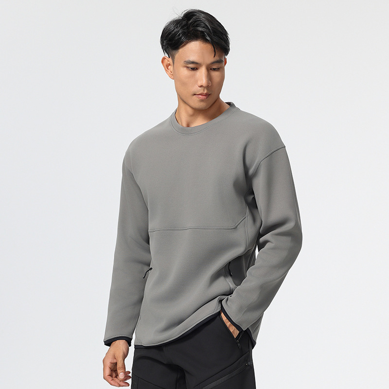 Niaojia, camiseta de manga larga con cuello redondo para hombre y mujer, ropa de abrigo informal y versátil, sudadera ajustada de color sólido para hombre, para otoño e invierno