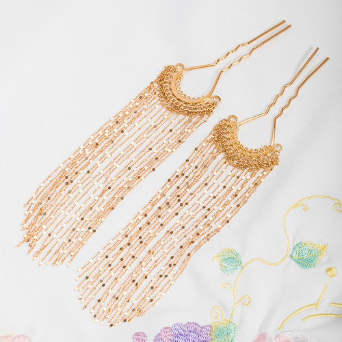 Hanfu hair accessories hairpin step rocking hairpin women's ancient style headwear Han element fairy spirit long tassel hairpin 19.9GF058