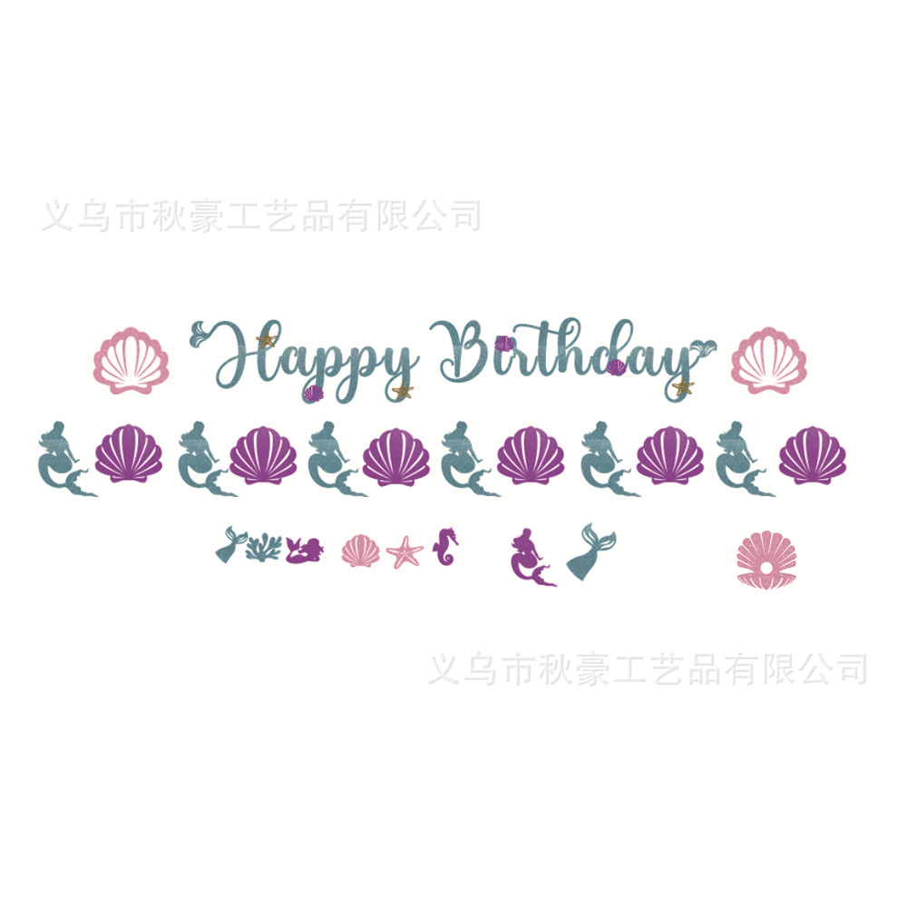 Nueva sirena fiesta de cumpleaños de bandera de fiesta en el hogar decoración pancarta de polvo brillante juego de tarta