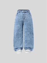 B 38013 Girls' Loose Straight Leg Jeans ŮֱͯͲţ��ѝ
