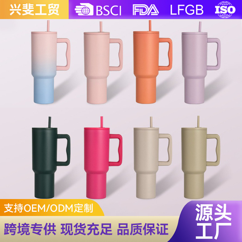 Vaso para coche de 40 oz de tercera generación de Amazon, vaso portátil para exteriores con asa, vaso de doble capa con aislamiento al vacío para frío y calor, vaso portátil para exteriores
