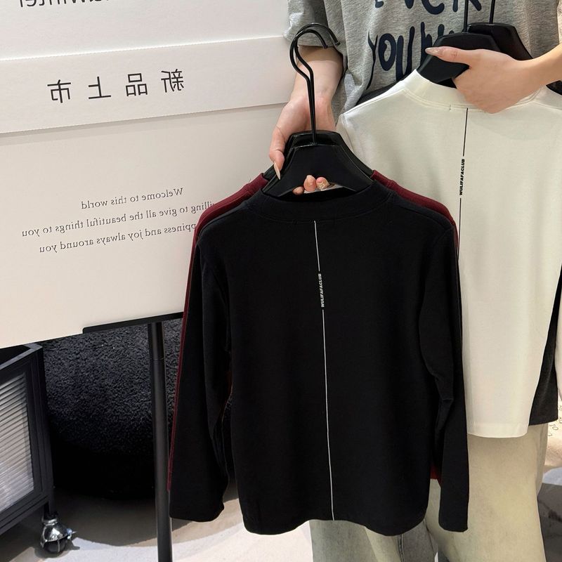 泰如2025秋季新款韩版百搭纯色简约字母打底衫儿童休闲柔软上衣|undefined