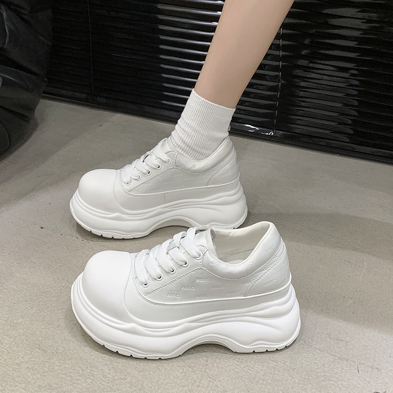 Thick bottom height-increasing fashion big head small white shoes women's 2025 spring new muffin sports casual shoes Thick bottom height-increasing fashion big head small white shoes women's 2025 spring new muffin sports casual shoes