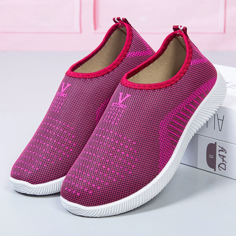 Slip‑on shoes for women, breathable knitted upper, lightweight non‑slip and wear‑resistant