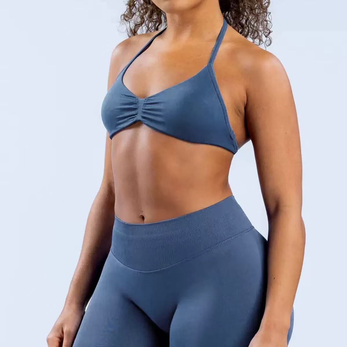 Bra deportivo de cuello colgante transfronterizo Europa y América nuevo entrenamiento físico ropa interior rápida secado yoga pequeño sujetador
