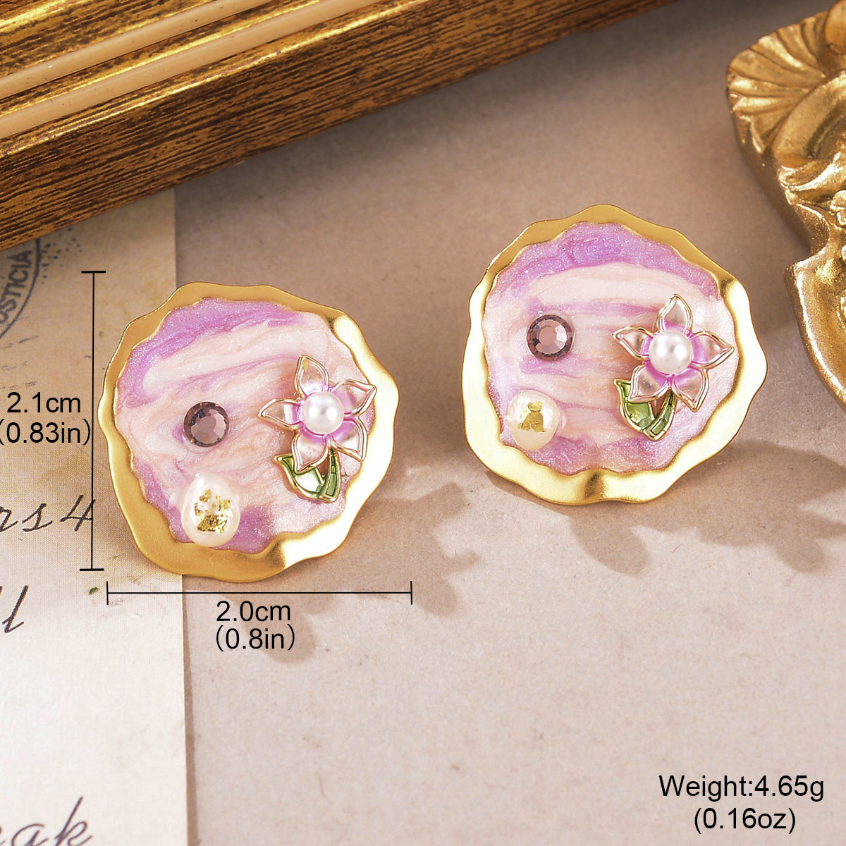 1 Par Retro Flor Enchapado Metal Pendientes De Gota Pendientes display picture 13