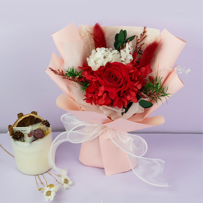 Flor inmortal, ramo de flores de rosas, productos terminados de alta calidad, día del hombre, regalo de flores verdaderas para mamá y novia, ramo de flores inmortales al por mayor.