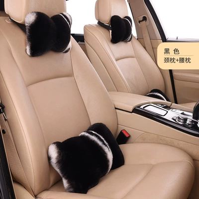 Rabbit Fur Neck Pillow, Backrest – Headrest - pork-belly-style-black-neck-pillow-one