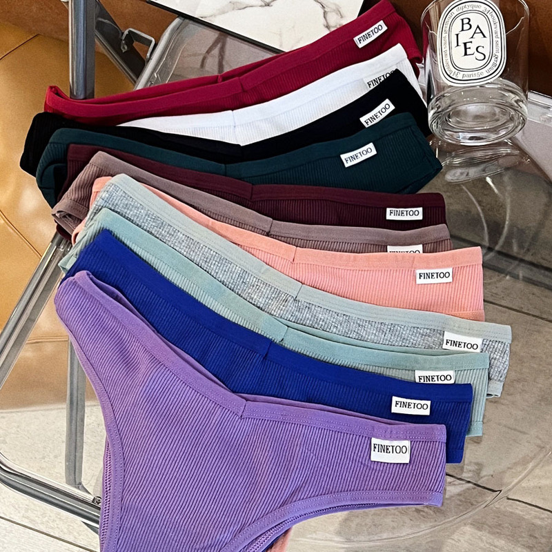 Ribbed comfortable and sexy sports fitness pure cotton underwear, fashionable letter print, breathable, semi-hip-covering, pure desire Brazilian briefs
