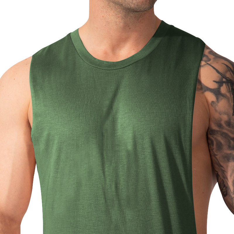 210g Weight Sleeveless Sleeve Length Cotton Blend, Polyester Fabric Type Regular Top Length Racerback Tank Tops Tops Type Casual Occasion Round Neck Neckline Loose Fit Type Solid Color Pattern Summer Season Men's Gender Simple Style Style Wholesale Men's Simple Style Solid Color Sleeveless Men's Tops 17