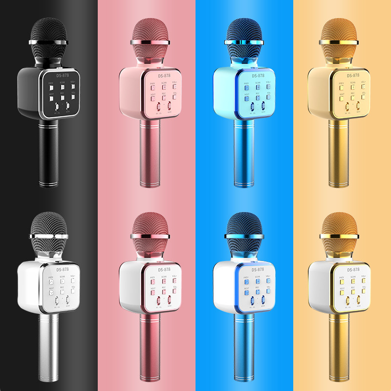 Factory Cross-border Hot Selling Wireless Bluetooth Microphone Microphone Speaker Integrated Home KTV Singing Voice Transformer Microphone