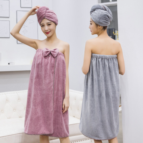 Coral velvet wearable bath towel for women summer adult suspender bath skirt thickened bathrobe home absorbent soft tube top bath skirt