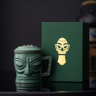 Sanxingdui Mask Office Cup Cultural and Creative Souvenirs Ceramic Tea Set Business Company Events Museum Collection Gifts