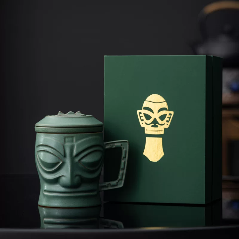 Чашка для чая (Sanxingdui) керамическая, сувенир с подарочной коробкой для офиса и путешествий