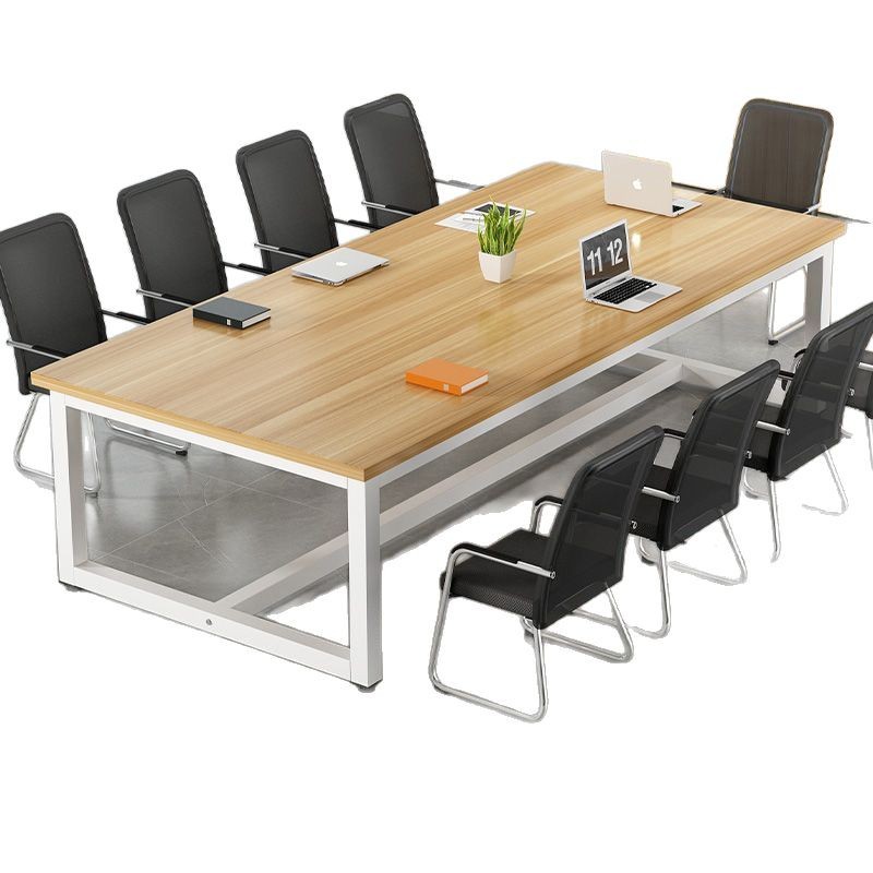 Mesa de conferencias Mesa larga Mesa de trabajo de capacitación para personal Mesa de negociación simple y moderna Mesa y silla Combinación Marco de acero Escritorio para computadora Escritorio