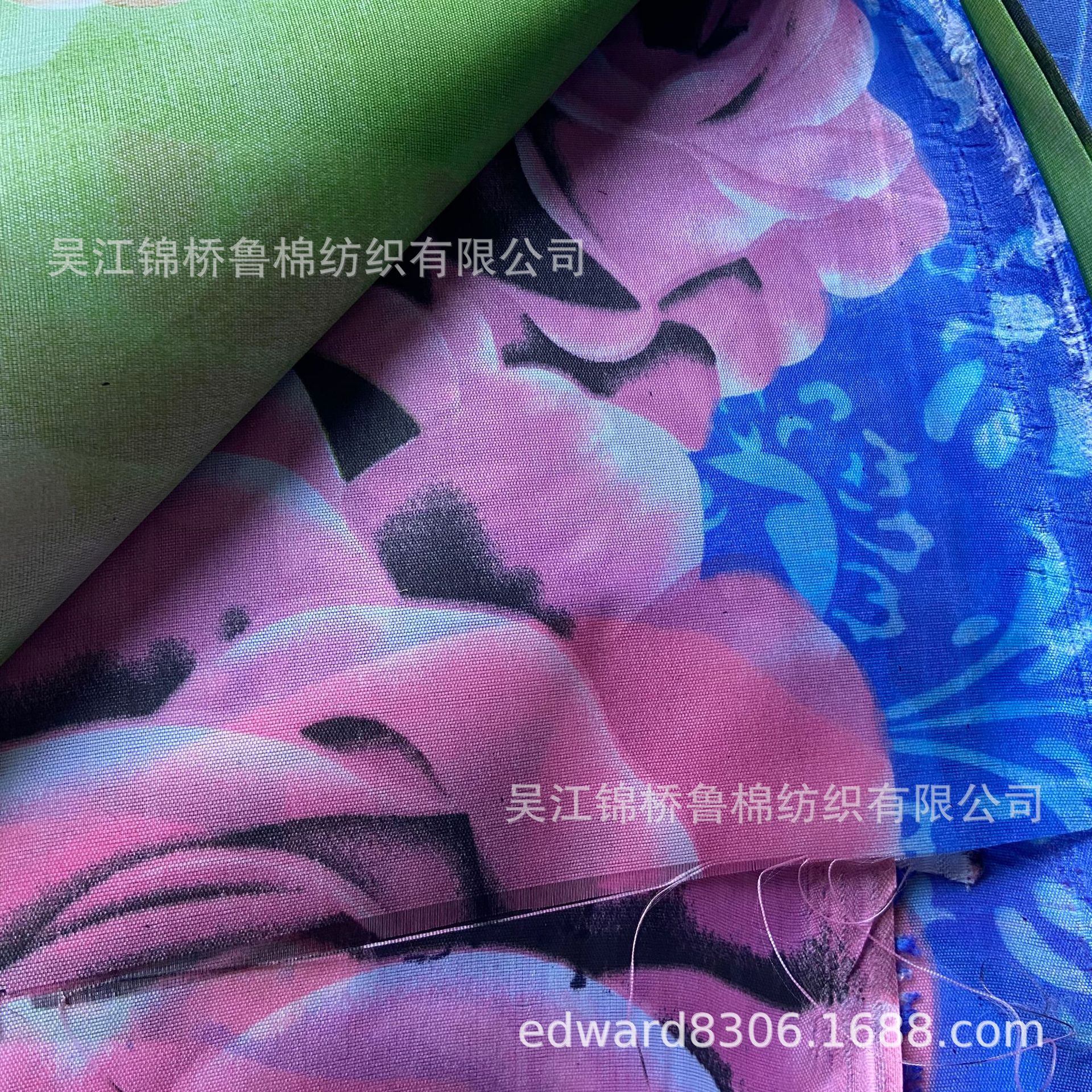 2.1宽幅花瑶印花床罩布40g春亚纺磨毛布高色牢度黑丝春秋丁雨伞布