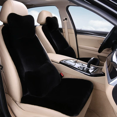 Seat cushion, seat cover, Cross-Border Exclusive Supply of Ready-Made Thickened - pure-black-1-single-seat-1-backrest-1-neck-pillow-1-lumbar-pillow-thick-plush