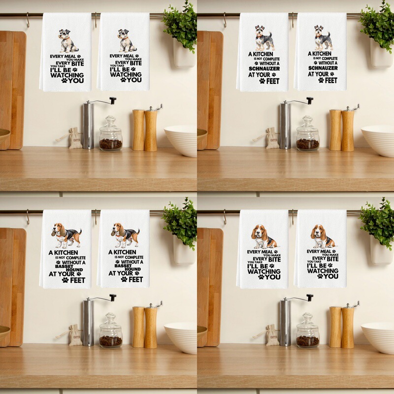 Cross-Border Amazon Animal Series Kitchen Towel Black Dog Paw Schnauzer Dish Towel Home Bathroom Decoration