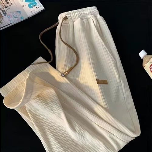 Summer Lightweight Loose Straight Leg Pants with Ice Silk Trendy Brand Design Straight Athletic Trousers