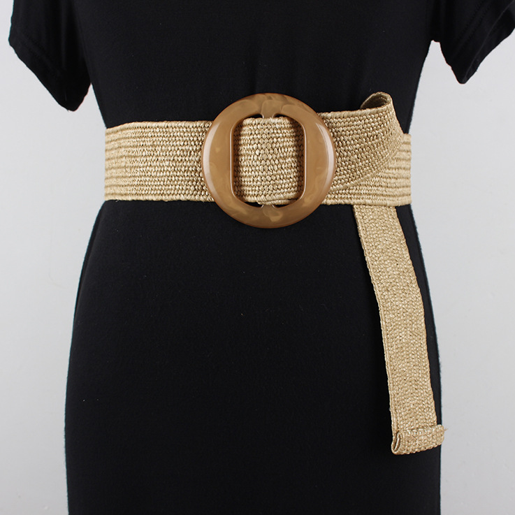 Summer straw elastic dress