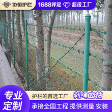 定制低碳钢浸塑挂钩立柱防盗刺绳围栏光伏带刺篱笆工厂直销防攀爬