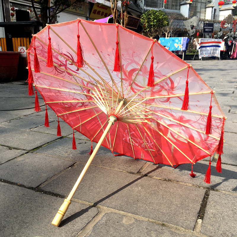 Traditional Chinese Oil-Paper Umbrella for Dance Performances, Photography, Hanfu, Chinese-Style Crafts, Decorative Umbrella, Stall Display, Tassel, Sunshade, Outdoor Use