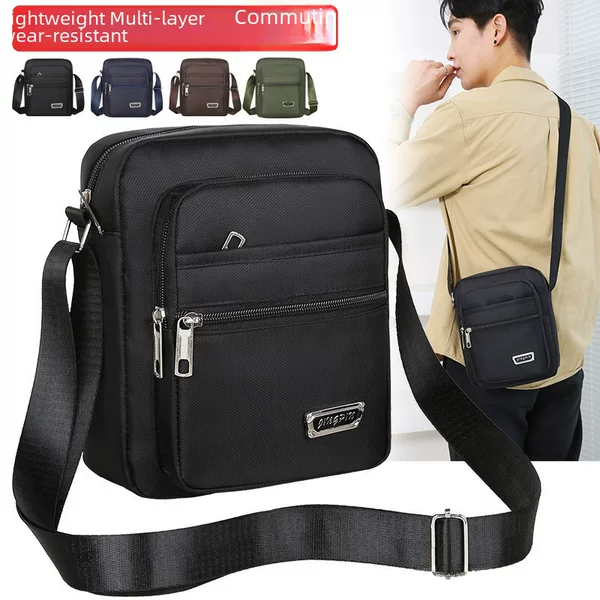 Cross-border Foreign Trade Men's Shoulder Bag Oxford Cloth Crossbody Bag Waterproof Casual Fashion Multi-layer Zipper Large Capacity Hair