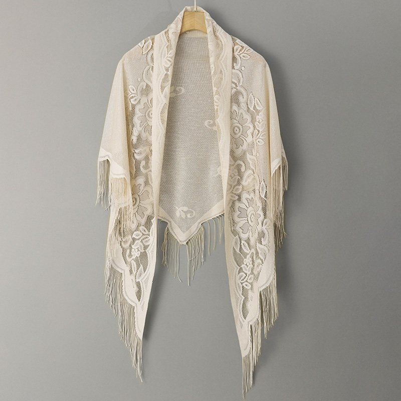 New Chinese-Style Tassel Qipao Shawl Sun Protection Clothing for Women, 2026 New Summer Thin Lace High-End Cardigan Jacket