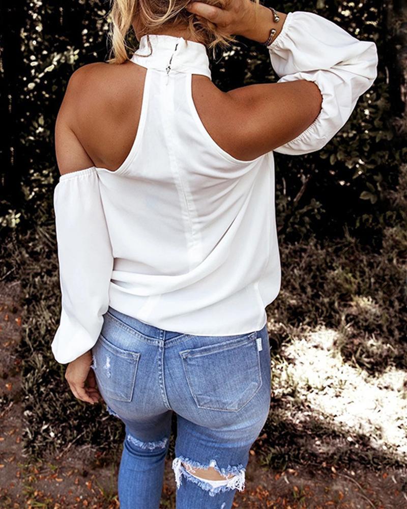 T-shirt Tops Type Daily Occasion Halter Neck Neckline Wholesale Women's Casual Solid Color Long Sleeve T-Shirts
