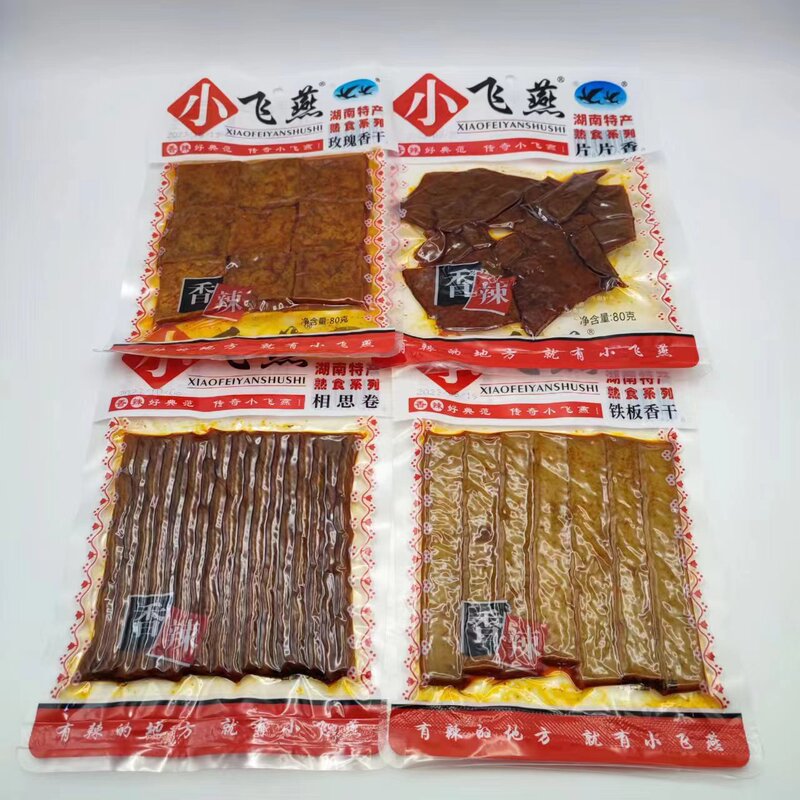 Xiaofeiyan orchid string roll dried fragrant vegetarian steak balls fish 80g bagged spicy strips Hunan snack wholesale