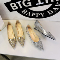 7200-H166 European and American style retro rhinestone decoration versatile pointed shallow mouth foot pedal comfortable slope single order shoes for women