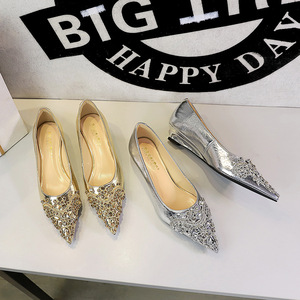7200-H166 European and American style retro rhinestone decoration versatile pointed shallow mouth foot pedal comfortable