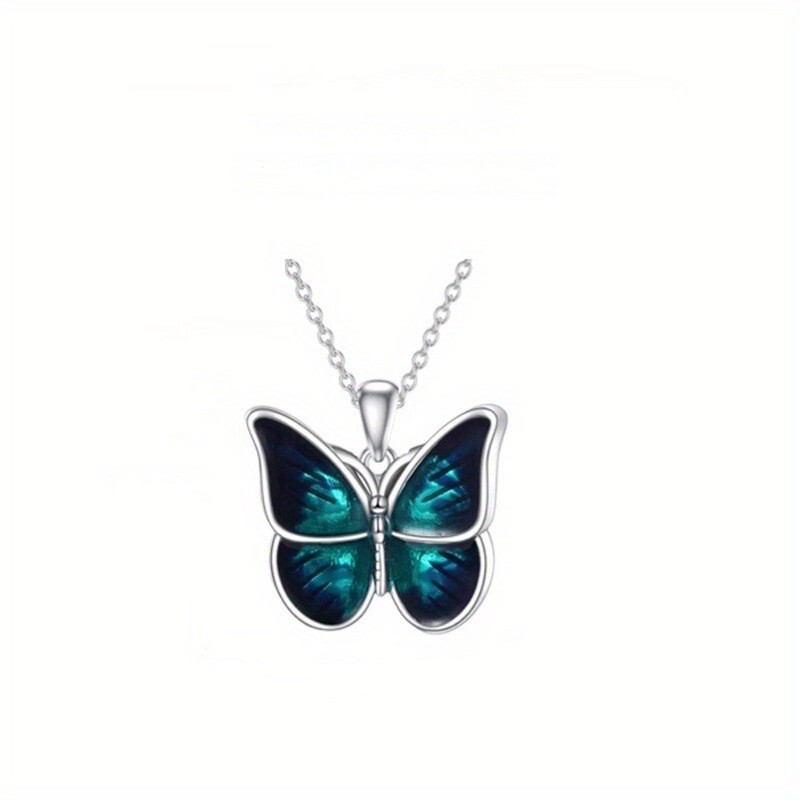 Zhuo Xuan Cross-border Europe and America Hot Selling Blue Dream Butterfly Design Pendant Necklace Exquisite Niche Collarbone