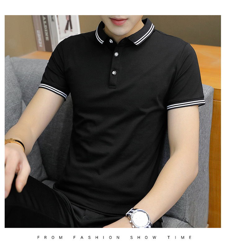 Youth Summer Short Sleeve Polo Shirt Large Size Short t Slim Ice Silk Top Men's Lapel Student Polo Shirt Wholesale