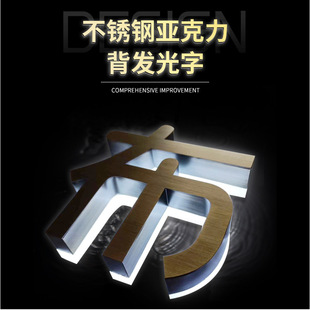 Manufacturer Customized Stainless Steel Back-Lit Character Door Sign Acrylic High-Brightness Led Luminous Character Advertising Sign