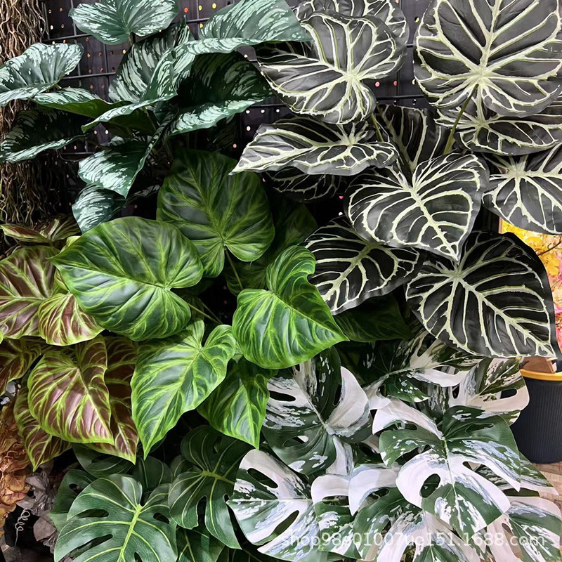 New large leaves beam of 12 forks turtle leaves black swans with green planting landscape decoration