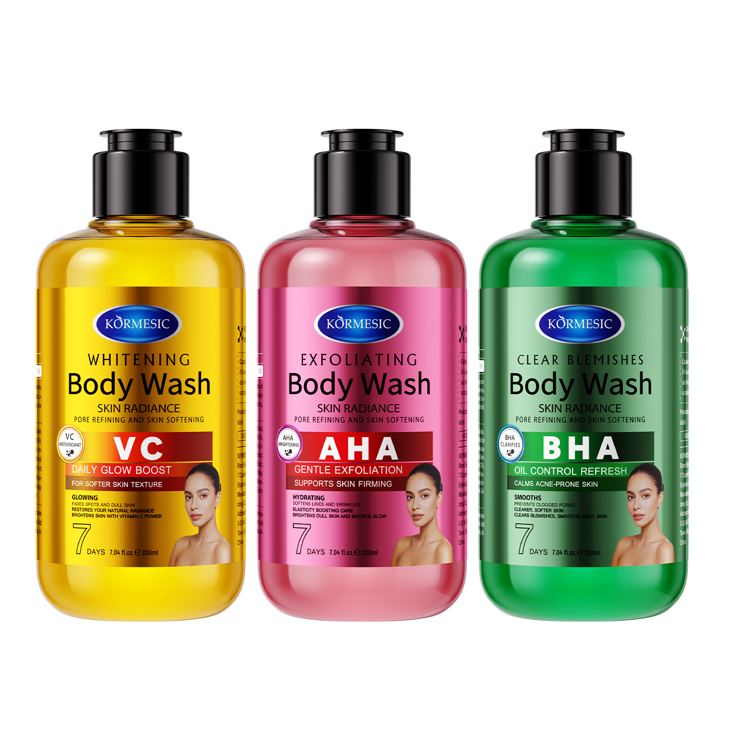 KORMESIC transfronterizo AHA exfoliante gel de ducha limpio piel brillante hidratante comercio exterior mayorista